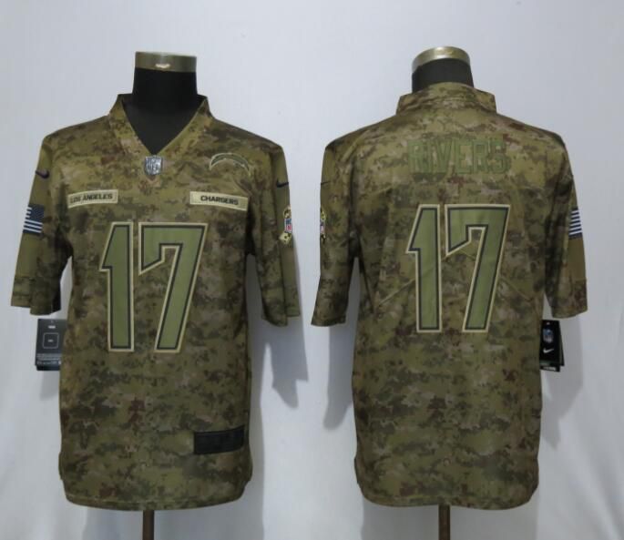 Men Los Angeles Chargers #17 Rivers Nike Camo Salute to Service Limited NFL Jerseys